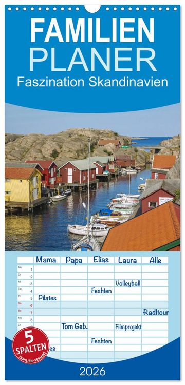 Produktbild: Familienplaner 2026 - Faszination Skandinavien mit 5 Spalten (Wandkalender, 21 x 45 cm) CALVENDO
