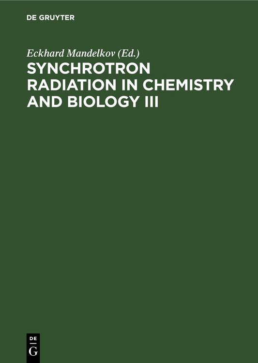 Produktbild: Synchrotron Radiation in Chemistry and Biology III