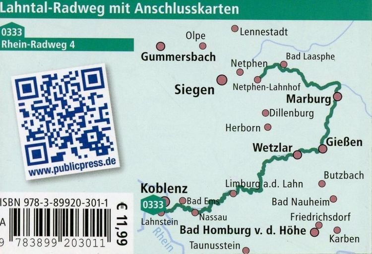 Produktbild: Radtourenkarte Lahntal-Radweg, Netphen-Lahnhof - Lahnstein