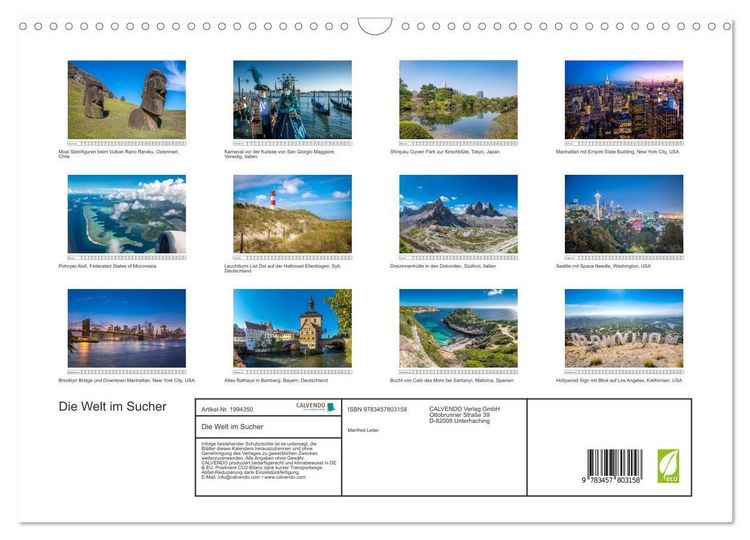 Produktbild: Die Welt im Sucher (Wandkalender 2026 DIN A3 quer), CALVENDO Monatskalender