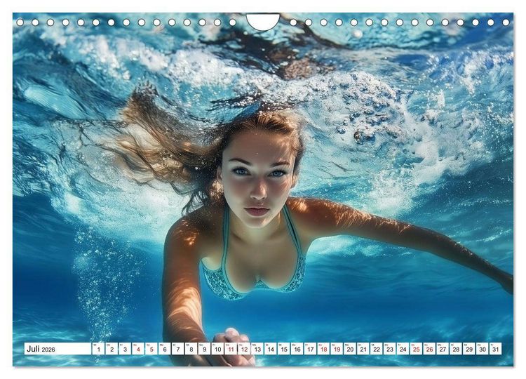 Produktbild: Aqua Desire &ndash; KI-Sch&ouml;nheiten unter Wasser (Wandkalender 2026 DIN A4 quer), CALVENDO Monatskalender