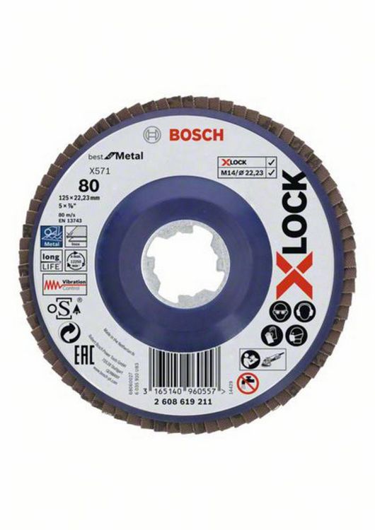 Produktbild: Bosch Accessories 2608619211 F&auml;cherschleifscheibe Durchmesser 125mm K&ouml;rnung (num)=80 1St.