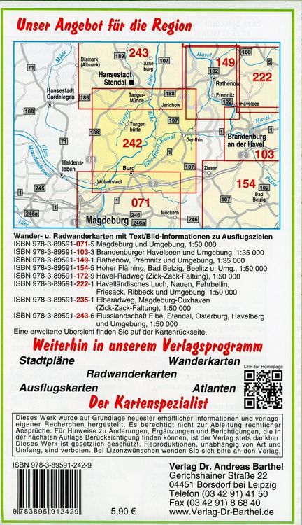 Produktbild: Radwander- und Wanderkarte Flusslandschaft Elbe. Burg, Jerichow, Tangerm&uuml;nde und Umgebung 1 : 50 000
