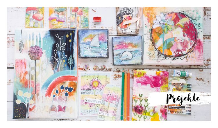 Produktbild: Gl&uuml;cklich kreativ &ndash; Zwei B&uuml;cher im Bundle: 37 Mixed-Media-Motive malen