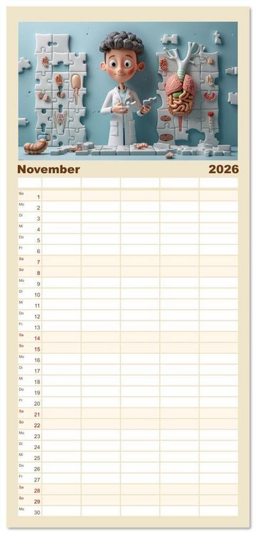Produktbild: Familienplaner 2026 - Nur ein paar Semester Medizin mit 5 Spalten (Wandkalender, 21 x 45 cm) CALVENDO