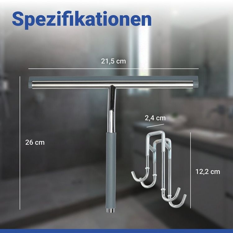 Produktbild: Duschabzieher Mod. Cave, aus rostfreiem Edelstahl & Silikon