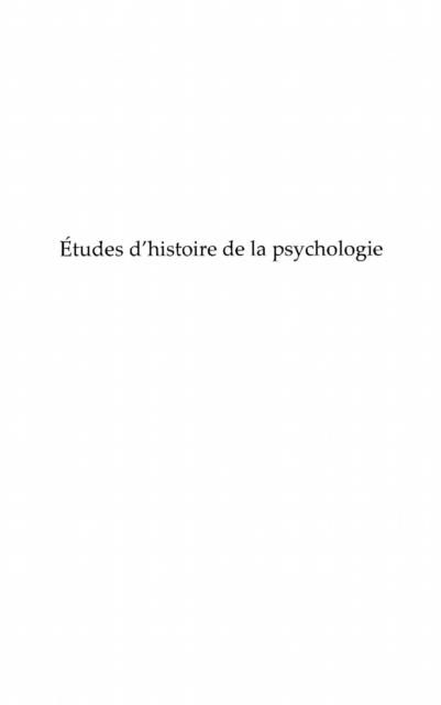 Produktbild: Etudes d'histoire de la psychologie
