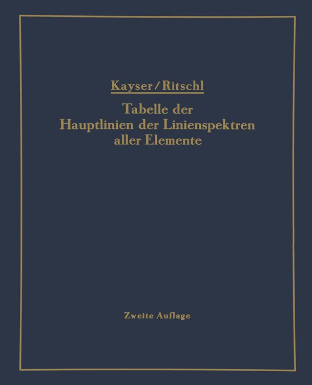 Produktbild: Tabelle der Hauptlinien der Linienspektren aller Elemente nach Wellenl&auml;nge geordnet