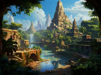 Produktbild: CALVENDO Puzzle Fantasievolle Pyramidenstadt in S&uuml;damerika - Maya Inka | 1000 Teile Lege-Gr&ouml;&szlig;e 64x48cm Foto-Puzzle f&uuml;r gl&uuml;ckliche Stunden