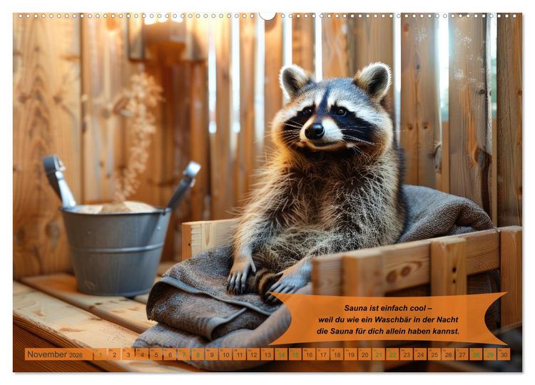 Produktbild: Tierisch lustige Saunafreunde (Wandkalender 2026 DIN A2 quer), CALVENDO Monatskalender