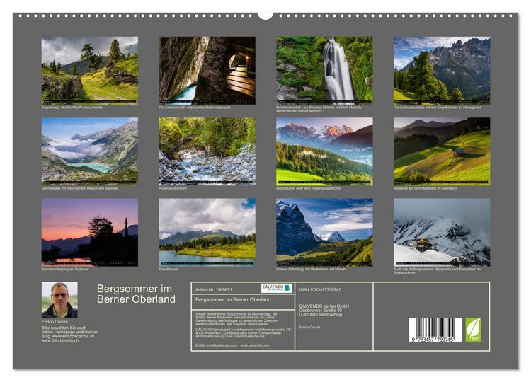 Produktbild: Bergsommer im Berner Oberland (hochwertiger Premium Wandkalender 2026 DIN A2 quer), Kunstdruck in Hochglanz