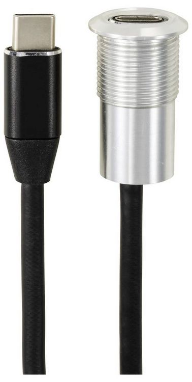 Produktbild: TRU COMPONENTS USB-C&reg; (3.1) Buchse/Stecker 1m Kabel silber TC-13376324 Inhalt: 1St.