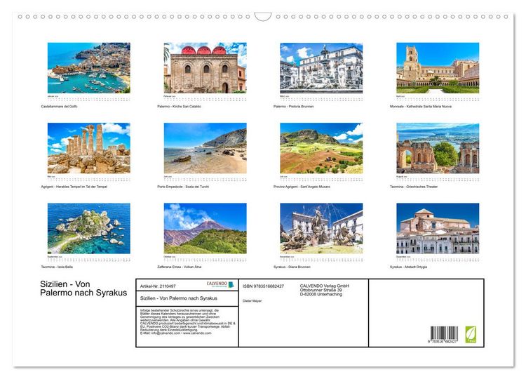 Produktbild: Sizilien - Von Palermo nach Syrakus (Wandkalender 2026 DIN A2 quer), CALVENDO Monatskalender