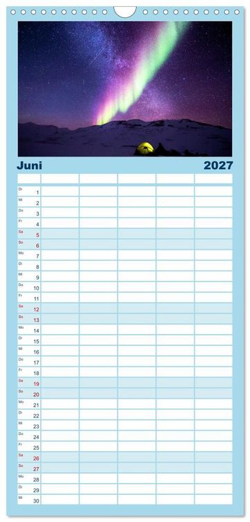 Produktbild: Familienplaner 2027 - Magische Polarlichter der Erde mit 5 Spalten (Wandkalender, 21 x 45 cm) CALVENDO