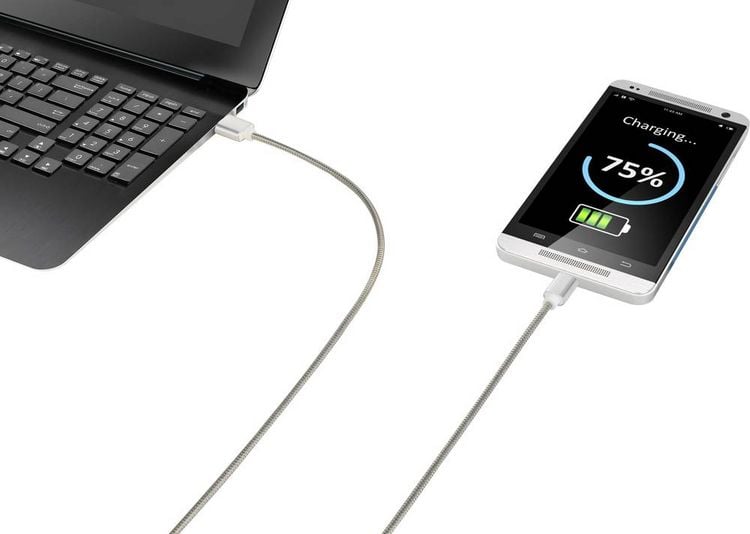Produktbild: Renkforce USB-Kabel USB 2.0 USB-A Stecker, USB-C&reg; Stecker 0.50 m Silber Kabelmantel aus rostfreiem Stahl RF-4888674
