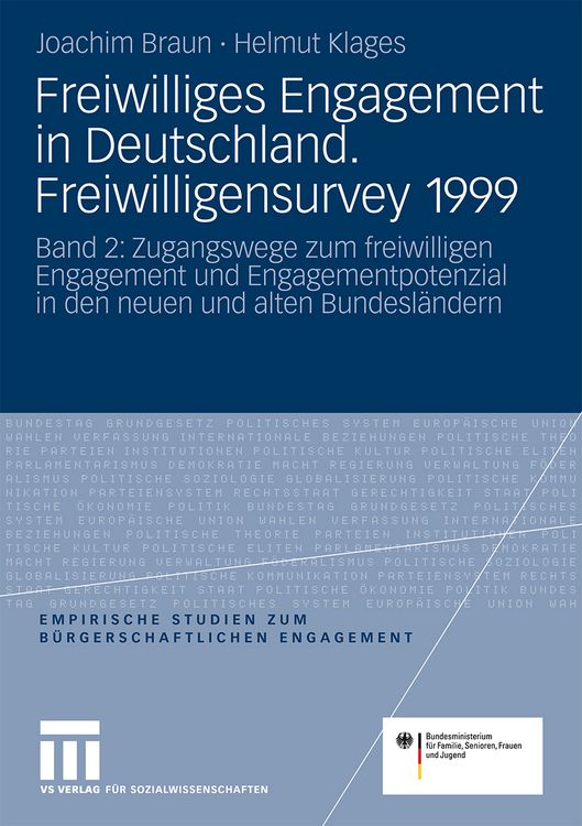 Produktbild: Freiwilliges Engagement in Deutschland.Freiwilligensurvey 1999
