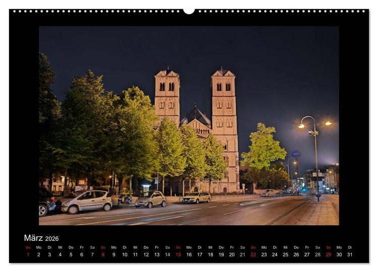 Produktbild: K&ouml;ln &ndash; Nachts 2026 (hochwertiger Premium Wandkalender 2026 DIN A2 quer), Kunstdruck in Hochglanz