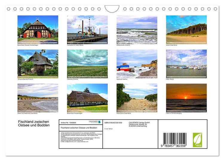 Produktbild: Fischland zwischen Ostsee und Bodden (Wandkalender 2026 DIN A4 quer), CALVENDO Monatskalender