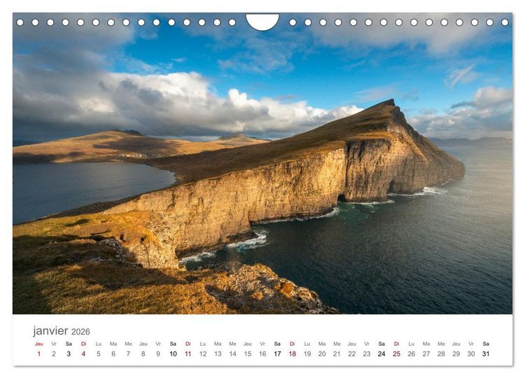 Produktbild: Lumi&egrave;res d'automne aux &icirc;les F&eacute;ro&eacute; (Calendrier mural 2026 DIN A4 vertical), CALVENDO calendrier mensuel