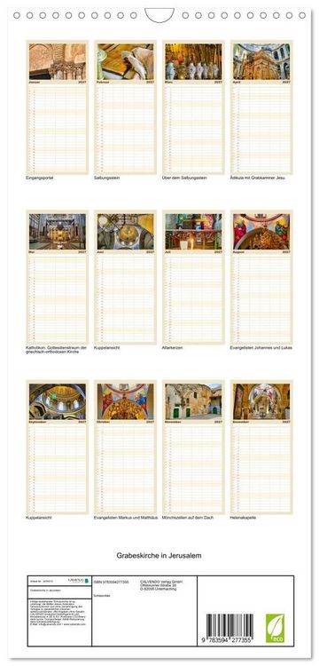 Produktbild: Familienplaner 2027 - Grabeskirche in Jerusalem mit 5 Spalten (Wandkalender, 21 x 45 cm) CALVENDO