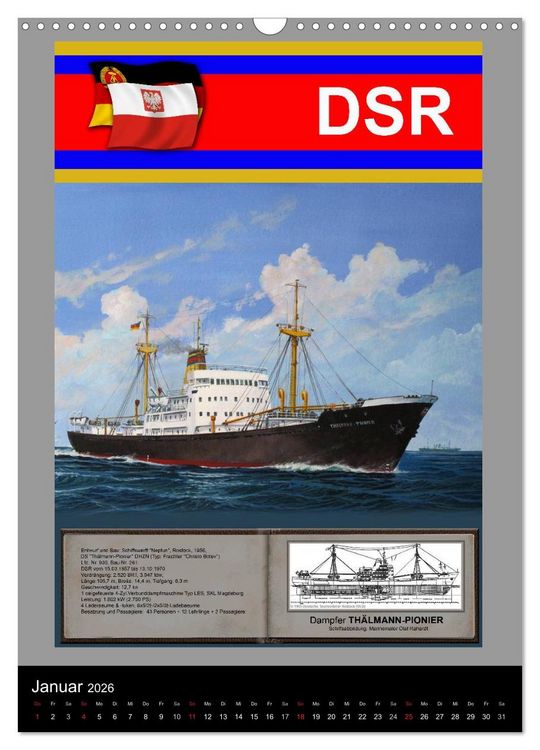 Produktbild: Heimathafen Rostock - Schiffe der Deutschen Seereederei (Wandkalender 2026 DIN A3 hoch), CALVENDO Monatskalender