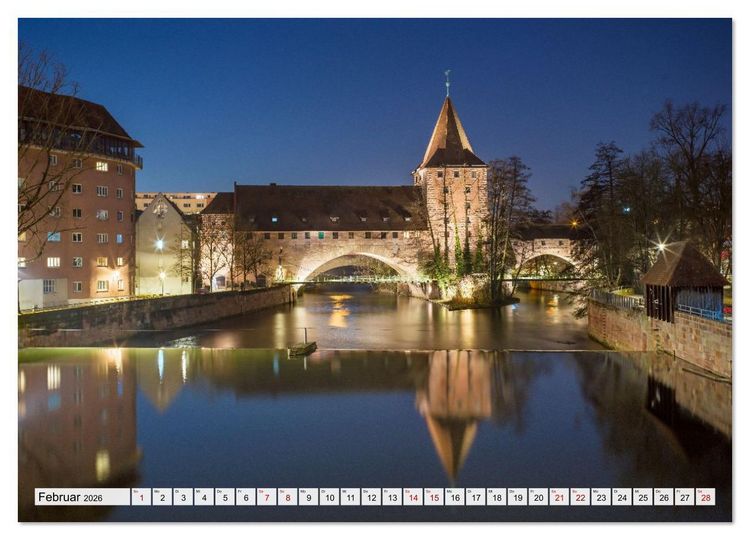 Produktbild: N&uuml;rnberg - Am Tag und in der Nacht (hochwertiger Premium Wandkalender 2026 DIN A2 quer), Kunstdruck in Hochglanz
