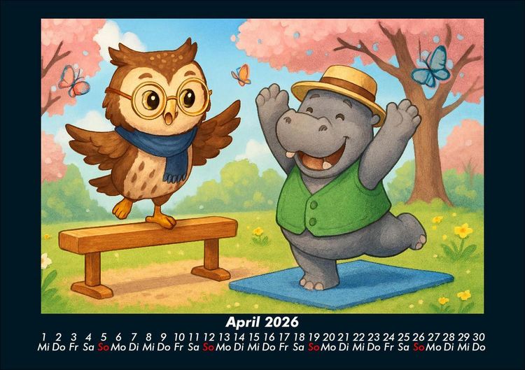 Produktbild: Ollie & Sash - Sportliche Abenteuer 2026 Fotokalender DIN A5