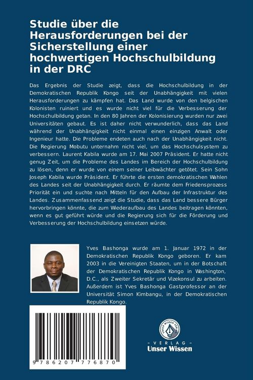 Produktbild: Studie &uuml;ber die Herausforderungen bei der Sicherstellung einer hochwertigen Hochschulbildung in der DRC