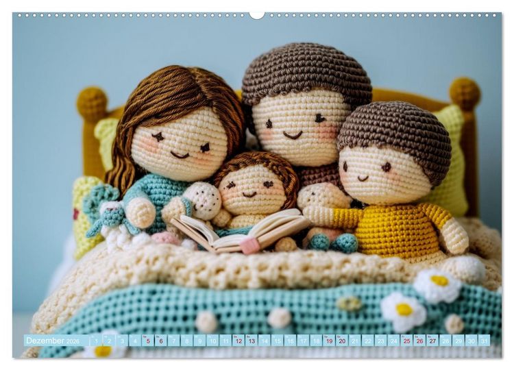 Produktbild: Amigurumi Moments. Ein fantastischer Familienalltag (hochwertiger Premium Wandkalender 2026 DIN A2 quer), Kunstdruck in Hochglanz