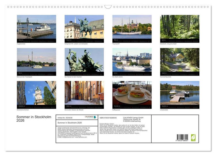 Produktbild: Sommer in Stockholm 2026 (Wandkalender 2026 DIN A2 quer), CALVENDO Monatskalender