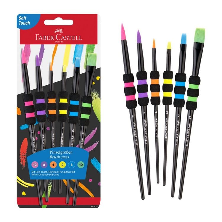 Produktbild: Faber-Castell Pinsel 6er Set Schwarz Softgriffst&uuml;ck BK