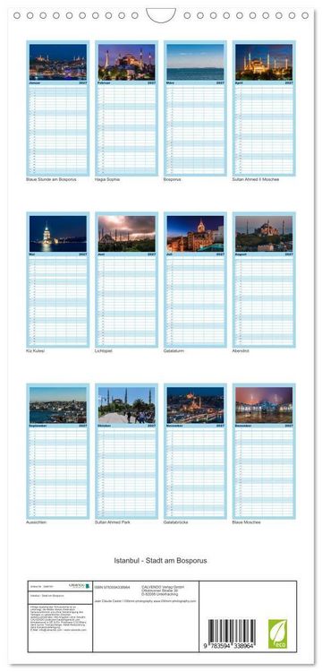 Produktbild: Familienplaner 2027 - Istanbul - Stadt am Bosporus mit 5 Spalten (Wandkalender, 21 x 45 cm) CALVENDO