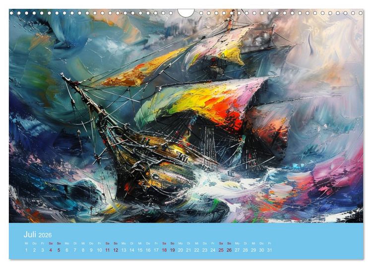 Produktbild: Das trunkene Schiff mit Bildern im William Turner-Stil (Wandkalender 2026 DIN A3 quer), CALVENDO Monatskalender