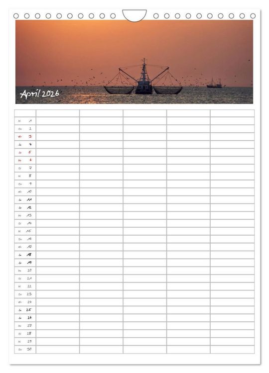 Produktbild: Nordfriesland - Familienplaner (Wandkalender 2026 DIN A4 hoch), CALVENDO Monatskalender