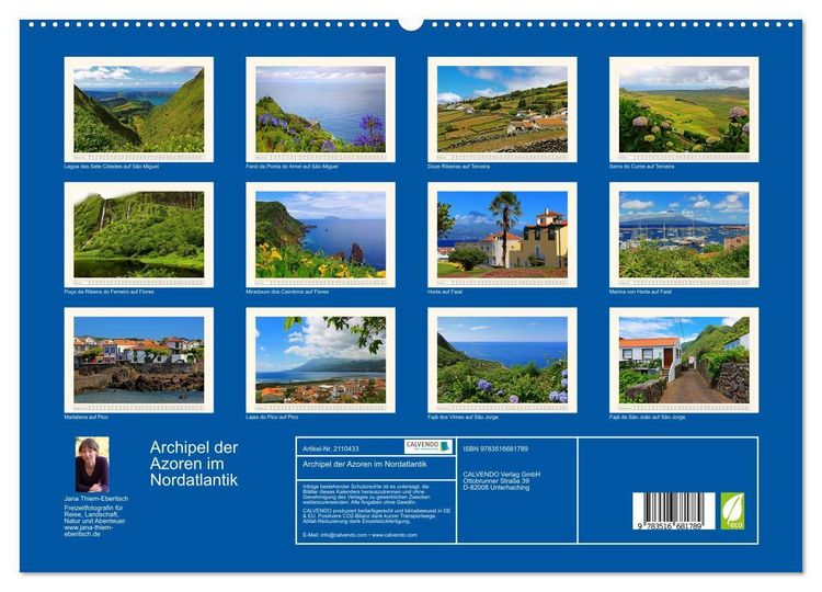 Produktbild: Archipel der Azoren im Nordatlantik (hochwertiger Premium Wandkalender 2026 DIN A2 quer), Kunstdruck in Hochglanz
