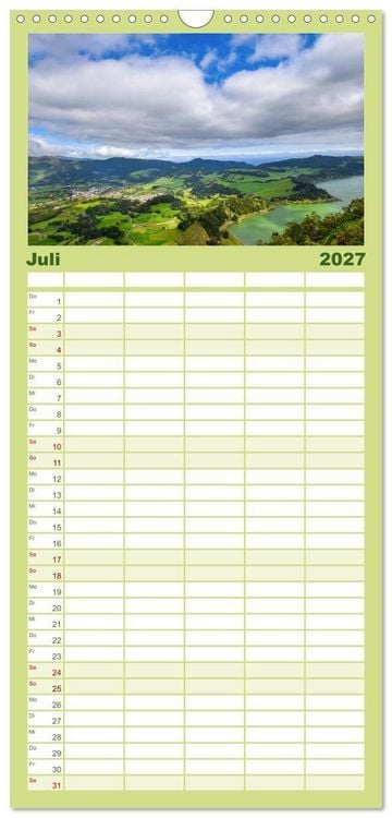 Produktbild: Familienplaner 2027 - Azoreninsel S&atilde;o Miguel mit 5 Spalten (Wandkalender, 21 x 45 cm) CALVENDO