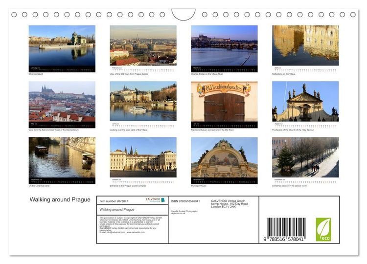 Produktbild: Walking around Prague (Wall Calendar 2026 DIN A4 landscape), CALVENDO 12 Month Wall Calendar