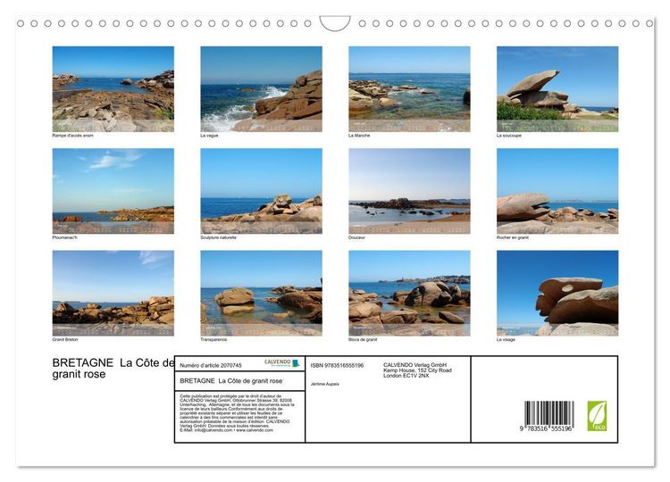 Produktbild: BRETAGNE La C&ocirc;te de granit rose (Calendrier mural 2026 DIN A3 vertical), CALVENDO calendrier mensuel