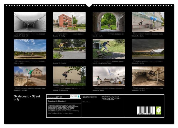 Produktbild: Skateboard - Street only (High Quality Premium Wall Calendar 2026 DIN A2 landscape),CALVENDO 12 Month Wall Calendar