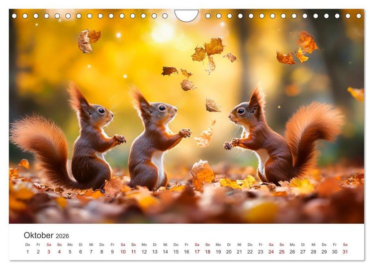 Produktbild: Das geheime Leben der Eichh&ouml;rnchen - Ein Jahr zwischen Baumwipfeln und Nussverstecken (Wandkalender 2026 DIN A4 quer), CALVENDO Monatskalender