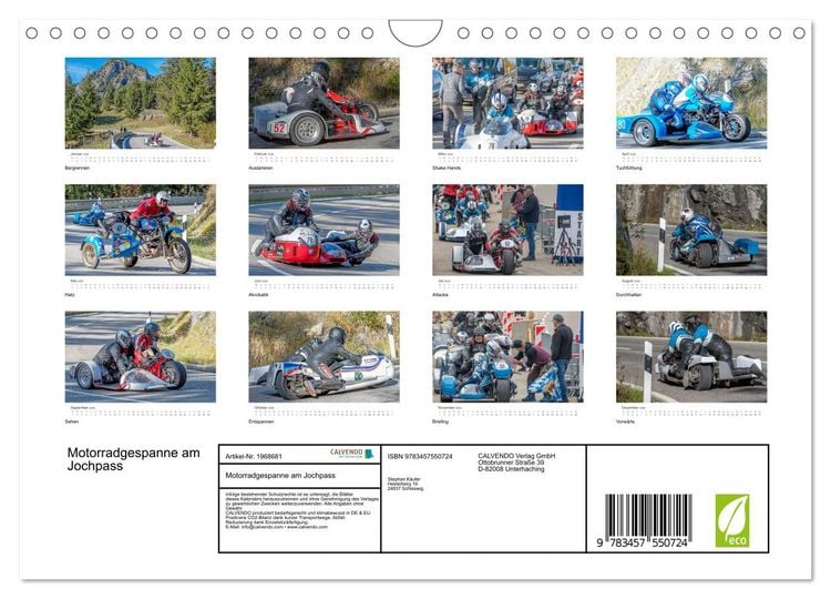 Produktbild: Motorradgespanne am Jochpass (Wandkalender 2026 DIN A4 quer), CALVENDO Monatskalender
