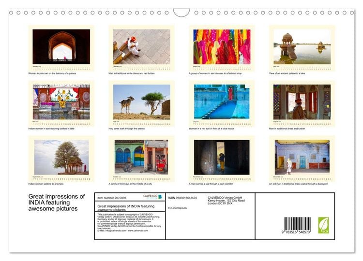 Produktbild: Great impressions of INDIA featuring awesome pictures (Wall Calendar 2026 DIN A3 landscape), CALVENDO 12 Month Wall Calendar