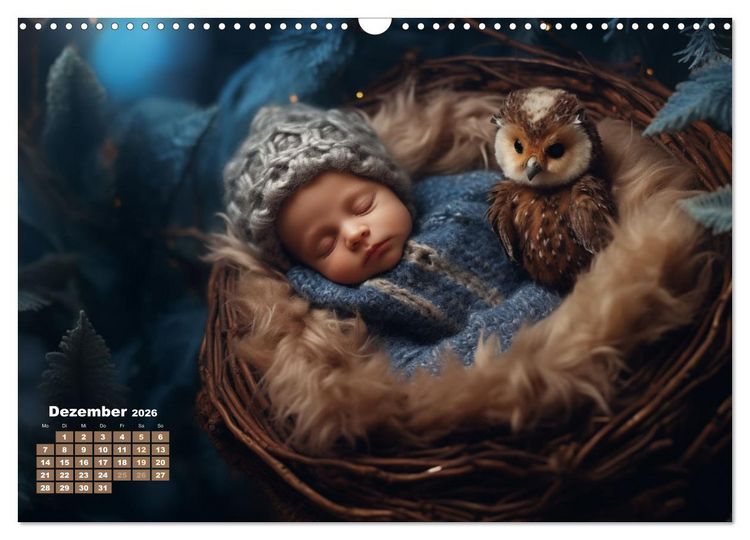 Produktbild: Kleine Schlummerparade: Babys und ihre kuscheligen Tierfreunde (Wandkalender 2026 DIN A3 quer), CALVENDO Monatskalender