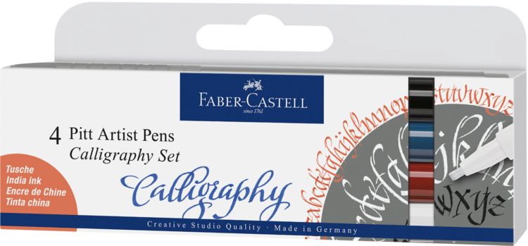 Produktbild: Faber-Castell Tuschestifte Pitt Artist Pens Calligraphy, 4er Etui