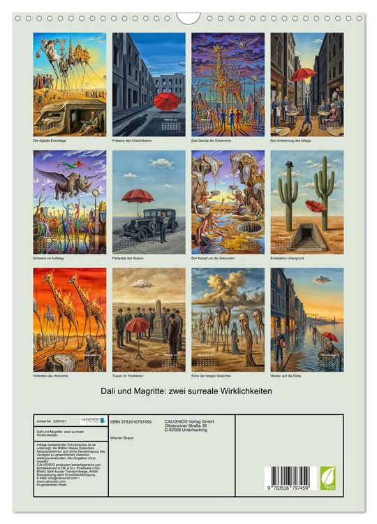 Produktbild: Dali und Magritte: zwei surreale Wirklichkeiten (Wandkalender 2027 DIN A3 hoch), CALVENDO Monatskalender