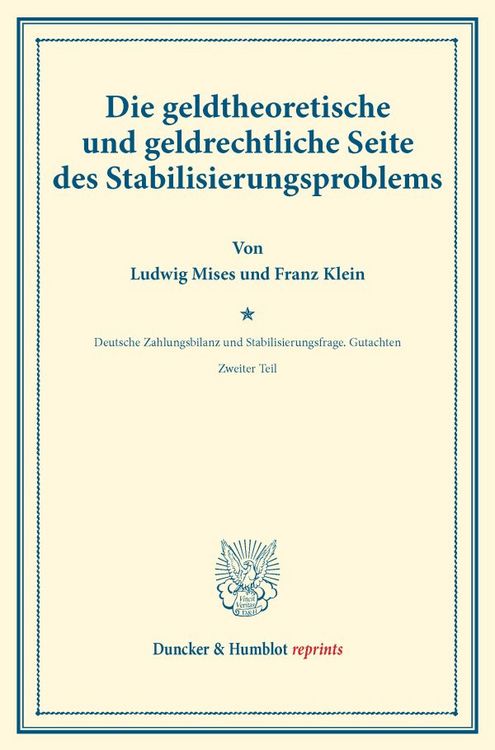Produktbild: Die geldtheoretische und geldrechtliche Seite des Stabilisierungsproblems.