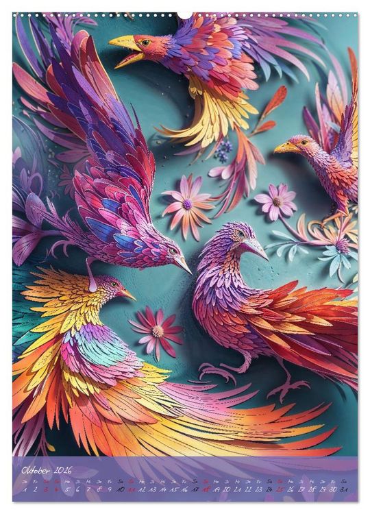 Produktbild: Papierv&ouml;gel - Digitale Kunst (Wandkalender 2026 DIN A2 hoch), CALVENDO Monatskalender
