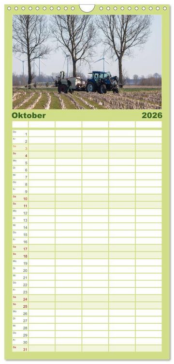 Produktbild: Familienplaner 2026 - Landwirtschaft - Maschinen im Einsatz mit 5 Spalten (Wandkalender, 21 x 45 cm) CALVENDO