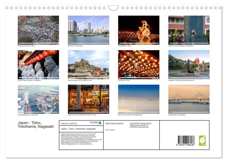 Produktbild: Japan - Tokio, Yokohama, Nagasaki (Wandkalender 2026 DIN A3 quer), CALVENDO Monatskalender