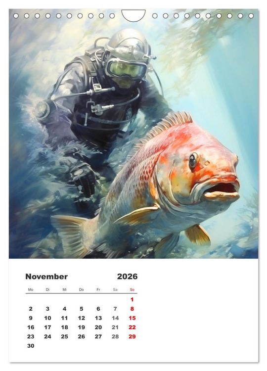 Produktbild: Tauchen im ewigen Blau. Eine Aquarell-Reise in die Tiefen der Meere (Wandkalender 2026 DIN A4 hoch), CALVENDO Monatskalender